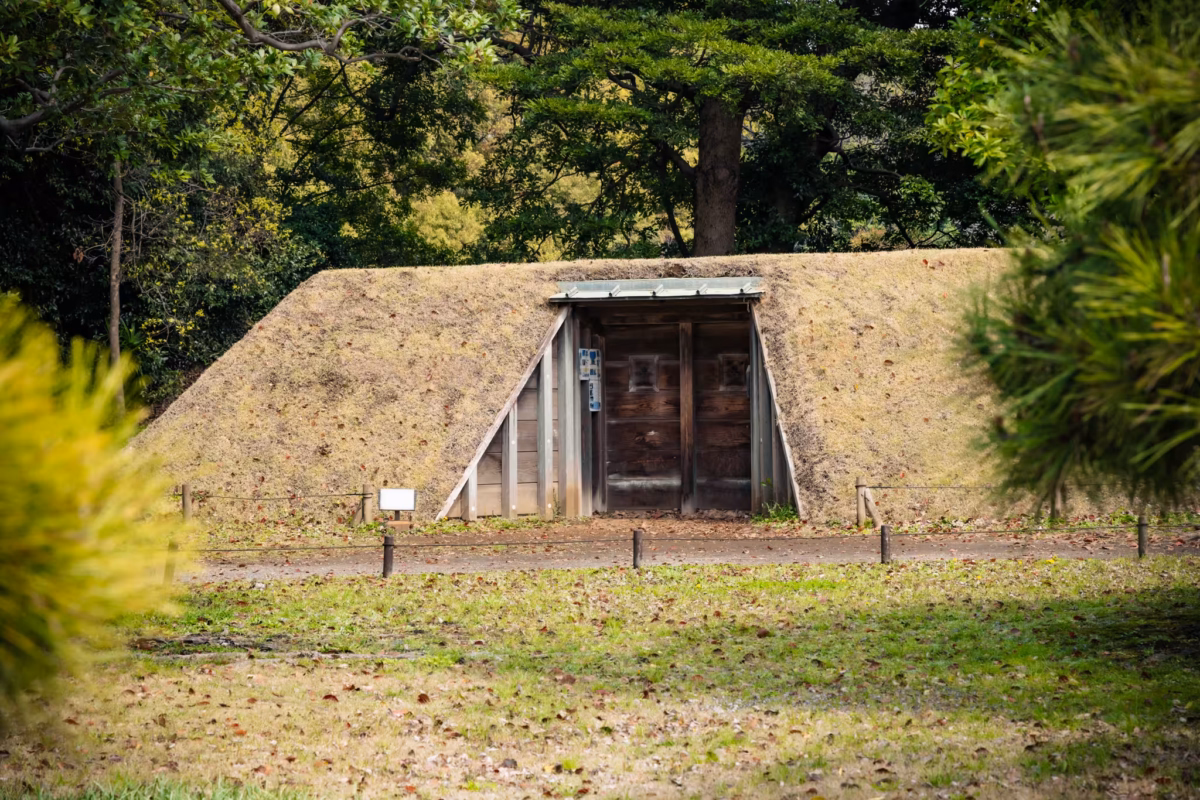 A Shogun-era duck hunting blind, now used for display.
