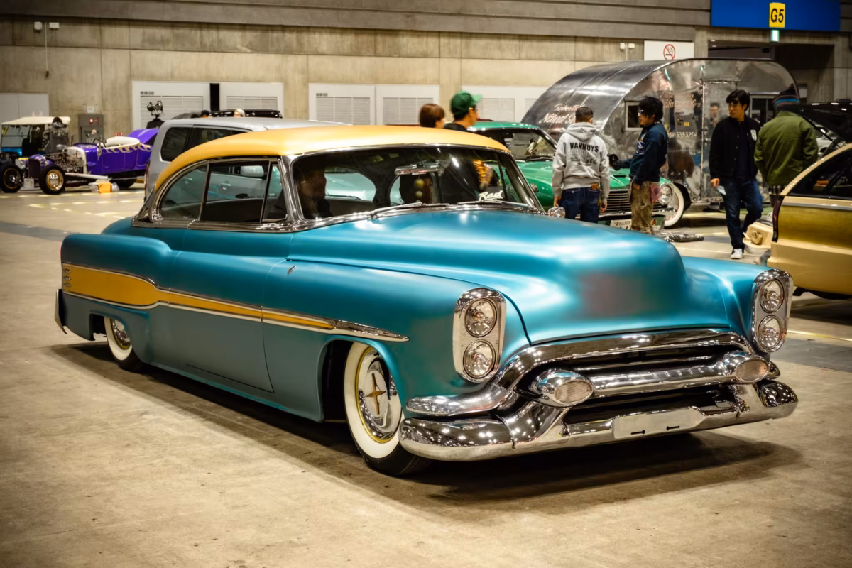 A 1953 Oldsmobile at a car show.