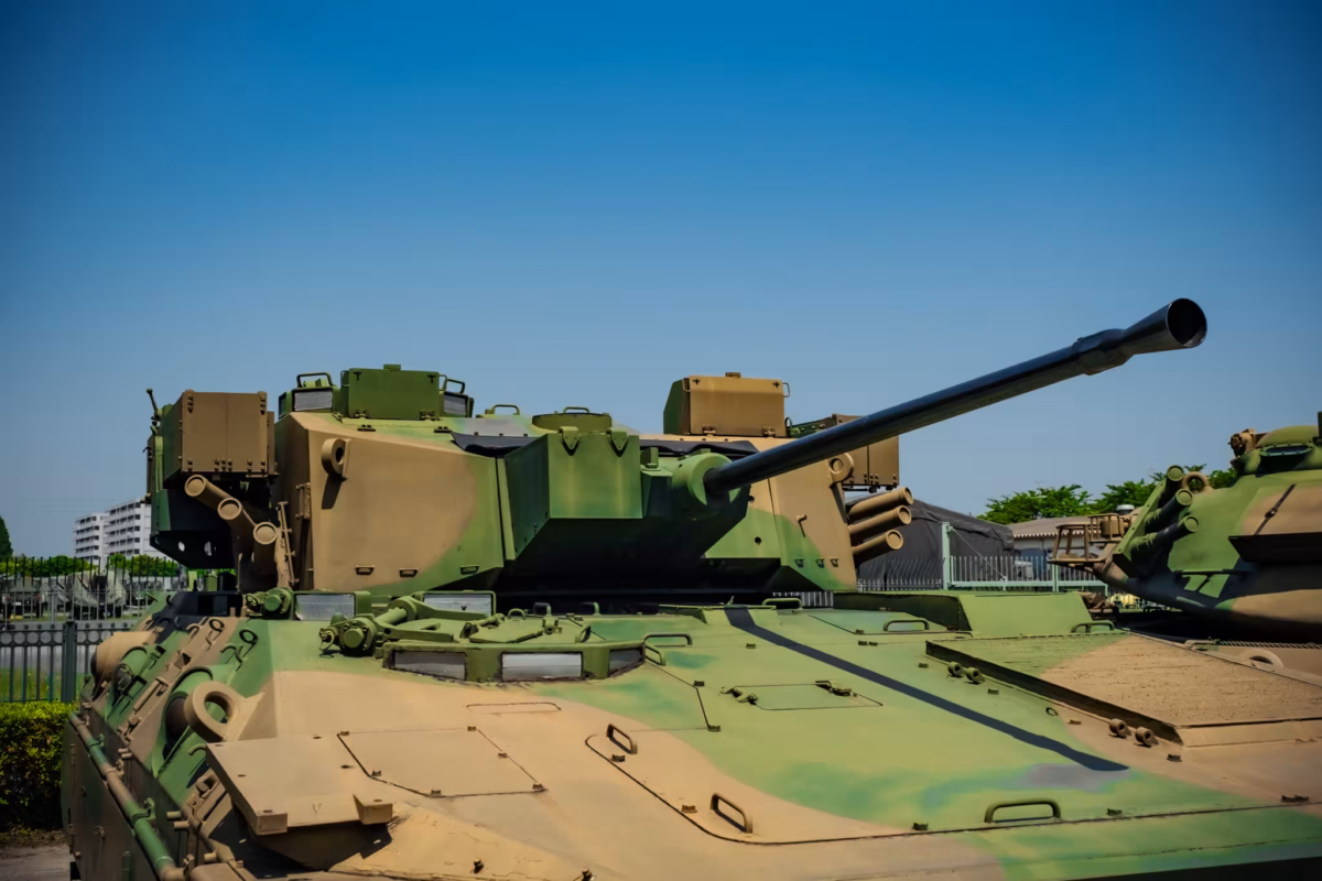 A closeup of the turret of a Type 89 AFV.